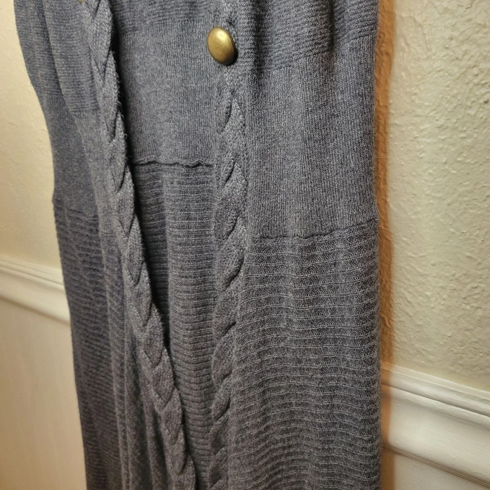 FYLO Open Front Cardigan Vest Sweater Braided Hem Asymmetrical Grey Large‎ - Picture 5 of 15